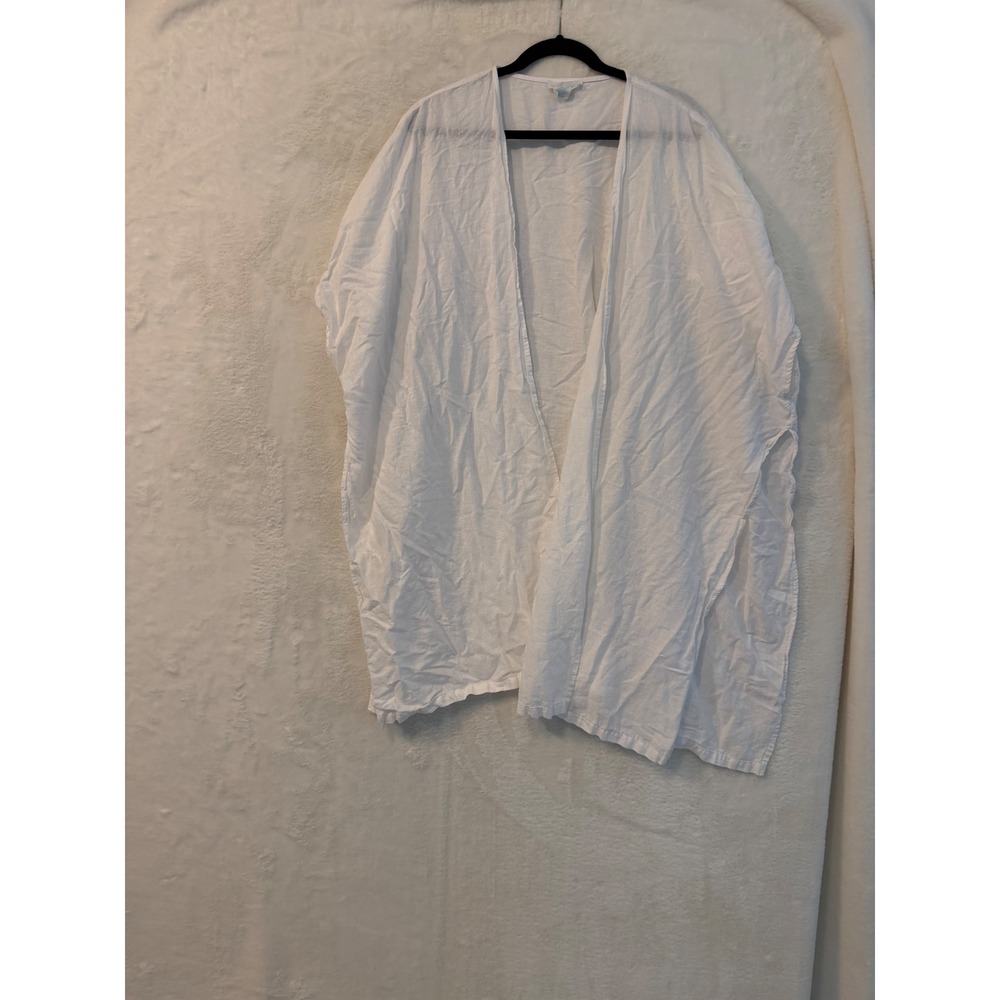 Cynthia Rowley White Linen Blend Kimono Wrap Beach Cover Up One Size OS